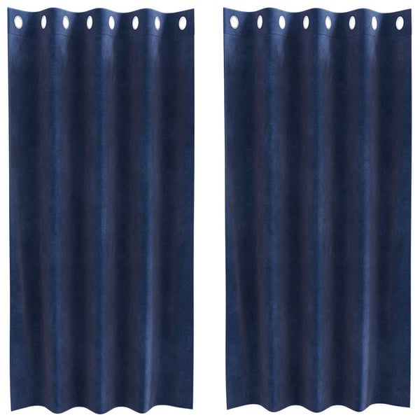 vidaXL Mørklægningsgardiner 2 pcs Mørk blå 140 x 175 cm Fløjl