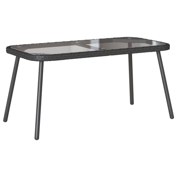 vidaXL Sofabord Sort 90 x 45 x 43 cm Polyrattan og glas