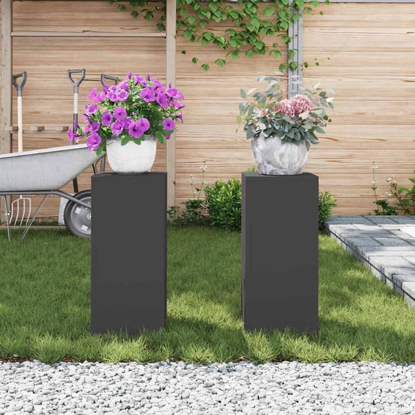 vidaXL Planteholder 2 pcs Svart 24 x 24 x 55 cm Stål