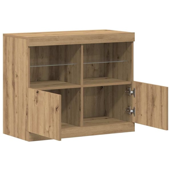 vidaXL LED sideboard Brun 81 x 37 x 66,5 cm Konstruert tre