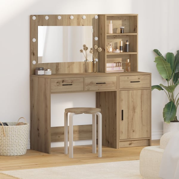 vidaXL Sminkebord med dør 2 pcs Brun 78.5 x 41 x 135 cm Konstruert tre