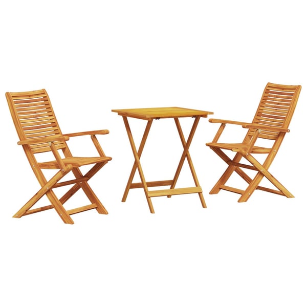 vidaXL Sammenleggbart Bistrosett 3 pcs Brun heltre akasie