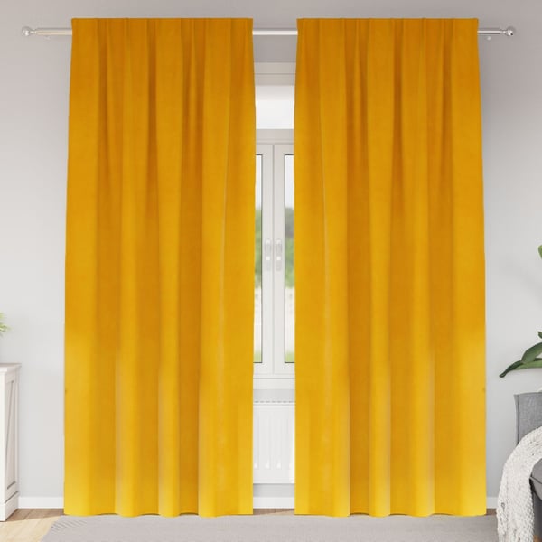 vidaXL Blendingsgardiner 2 pcs Sennepsgul 140 x 245 cm Fløyel