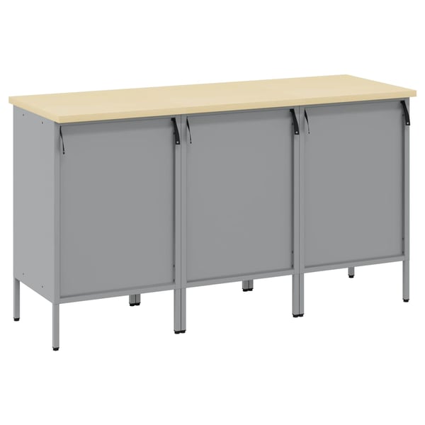vidaXL Arbejdsskab med skuffe 3 stk. Sort og grå 150 x 55 x 85 cm