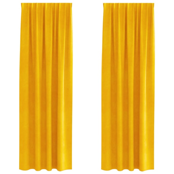 vidaXL Mørklægningsgardiner 2 pcs Sennepsgul 140 x 225 cm Fløjl