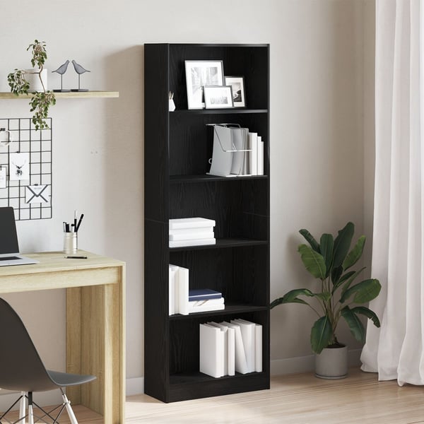 vidaXL Bogreol Sort eg 60 x 24 x 176 cm Konstrueret træ
