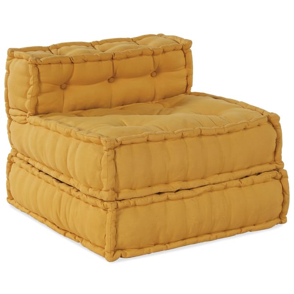 vidaXL Pouffe Sæt af 4 Gul Stof (100% bomuld) 70 x 70 x 54 cm Modulær
