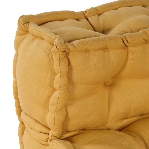 vidaXL Pouffe Sæt af 4 Gul Stof (100% bomuld) 70 x 70 x 54 cm Modulær