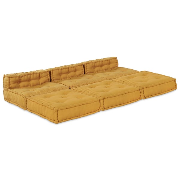 vidaXL Pouffe Sæt af 4 Gul Stof (100% bomuld) 70 x 70 x 54 cm Modulær