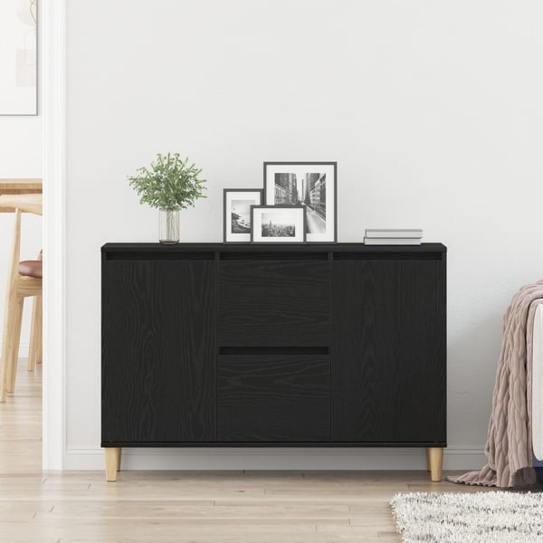 vidaXL Sideboard med skuffe Sort 102 x 35 x 60 cm Konstrueret træ