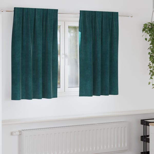 vidaXL Blendingsgardiner 2 pcs Mørkegrønn 140 x 140 cm Fløyel