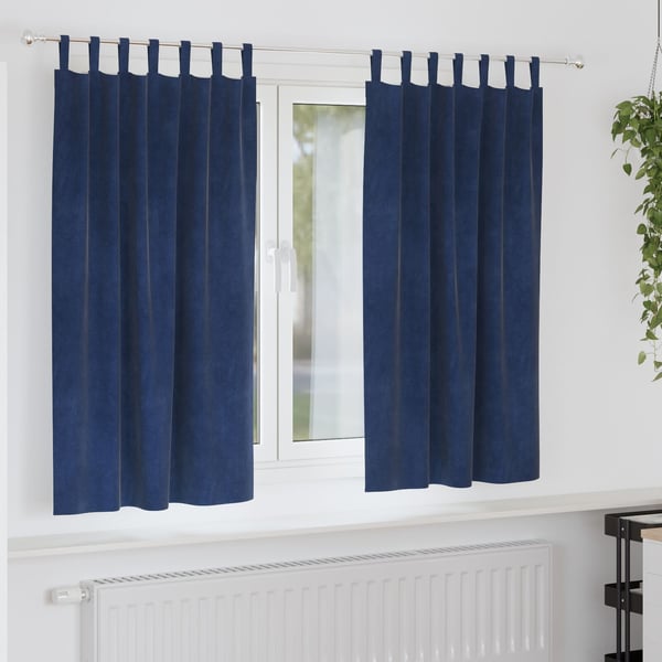 vidaXL Blendingsgardiner 2 pcs Mørkeblå 140 x 175 cm Fløyel
