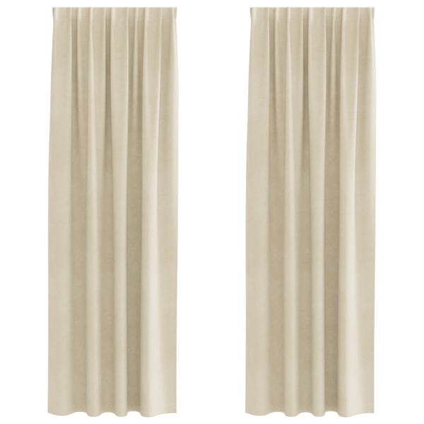 vidaXL Gardiner med gardiner 2 pcs Krem 140 x 260 cm Fløyel