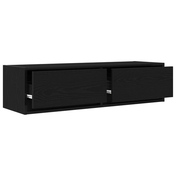 vidaXL TV-skap med skuff Svart eik 100 x 31 x 25,5 cm Konstruert tre