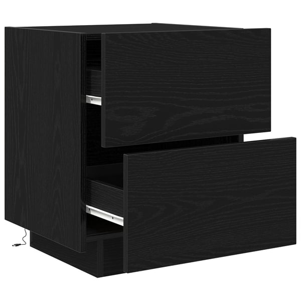 vidaXL Nattbordskap med skuff Svart Eik 45 x 40 x 55 cm Konstruert tre