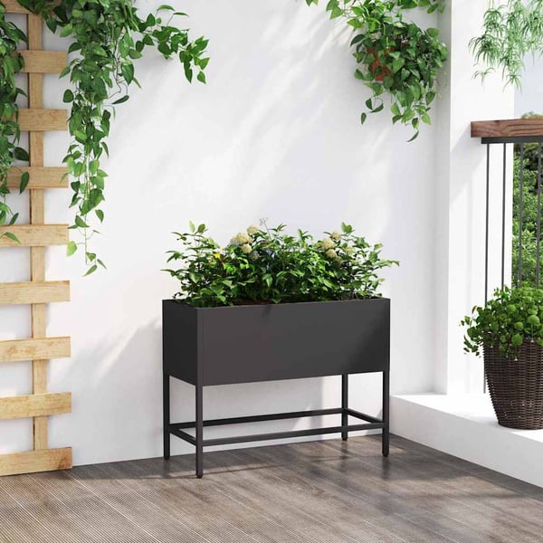 vidaXL Hævet haveplante Sort 60 x 26 x 45 cm Stål