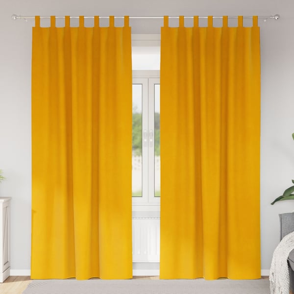 vidaXL Pimennysverhot 2 pcs Sinappikeltainen 140 x 245 cm Sametti