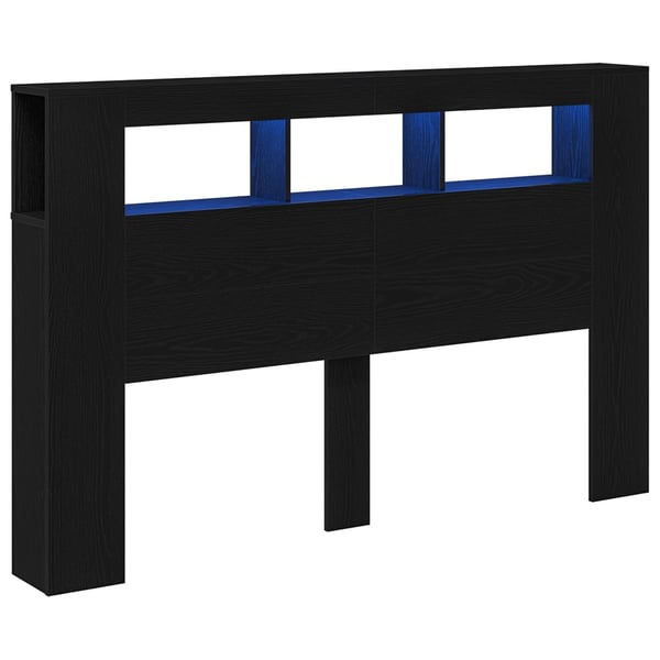 vidaXL LED Hodegavl Svart eik 160 x 18,5 x 103,5 cm Konstruert tre