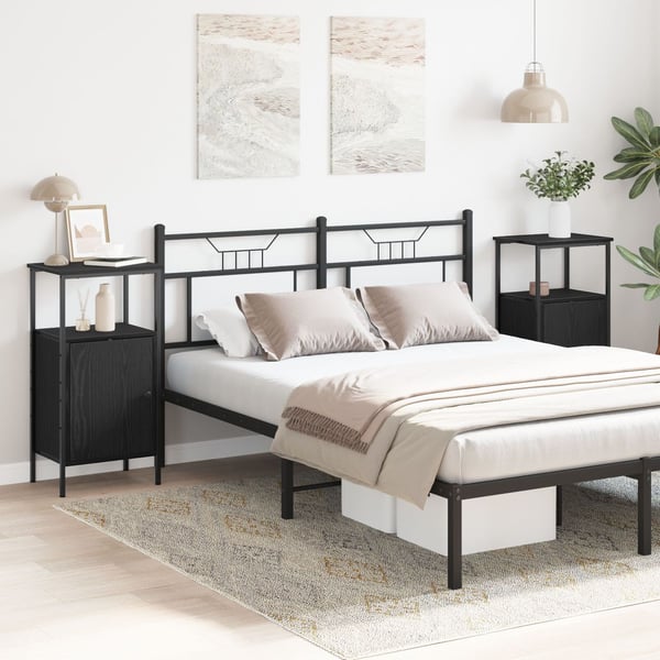vidaXL Natskab 2 pcs Sort eg 41 x 31 x 80 cm Konstrueret træ