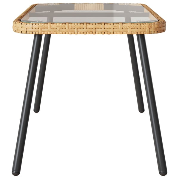 vidaXL Sofabord Brun og sort 90 x 45 x 43 cm Polyrattan og glas