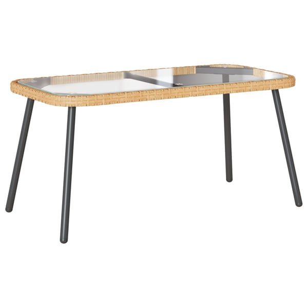 vidaXL Sofabord Brun og sort 90 x 45 x 43 cm Polyrattan og glas