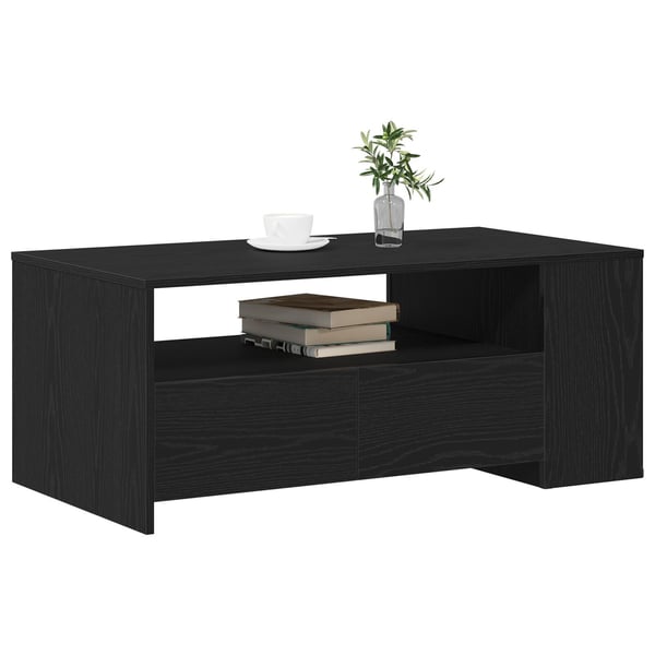 vidaXL Kaffebord med skuff Svart Eik 102 x 55 x 43,5 cm Konstruert tre