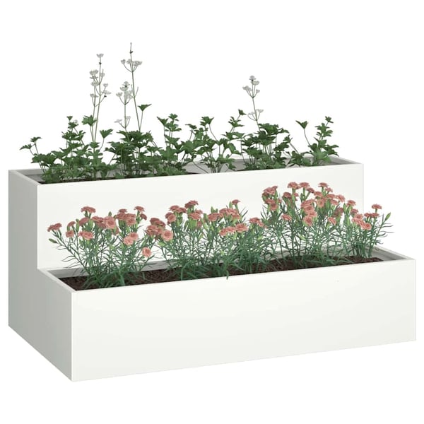 vidaXL Hageblomsterpotte Hvit 100 x 60 x 45 cm Kaldvalsestål