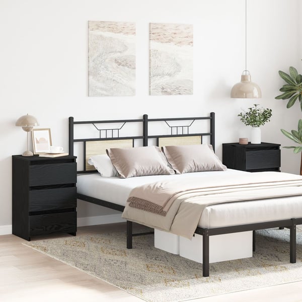 vidaXL Nattbordskap 2 pcs Svart Eik 40 x 35 x 62,5 cm Konstruert tre