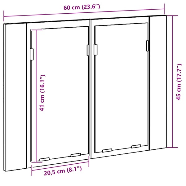 vidaXL Baderomsspeilskap Svart Eik 60 x 12 x 45 cm Konstruert tre