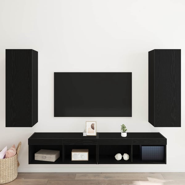 vidaXL Vegghylle for TV 2 pcs Svart Eik 30,5 x 28,5 x 90 cm