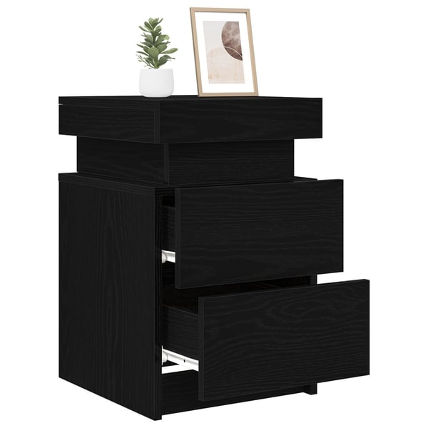 vidaXL Nattbordskap 2 pcs Svart Eik 35 x 39 x 55 cm Konstruert tre