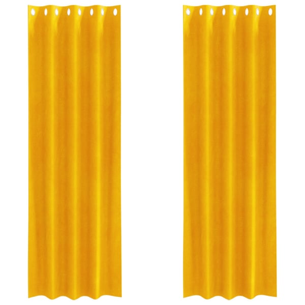 vidaXL Mørklægningsgardiner 2 pcs Sennepsgul 140 x 225 cm Fløjl