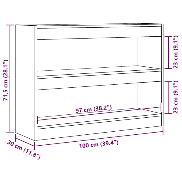vidaXL Bokhylle artisan eik 100 x 30 x 72 cm Konstruert tre