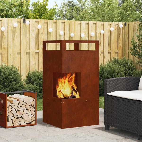 vidaXL Bålplass Brun 50 x 50 x 100 cm Cortenstål