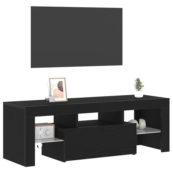 vidaXL TV-skap med skuff Svart Eik 120 x 35 x 40 cm Konstruert tre