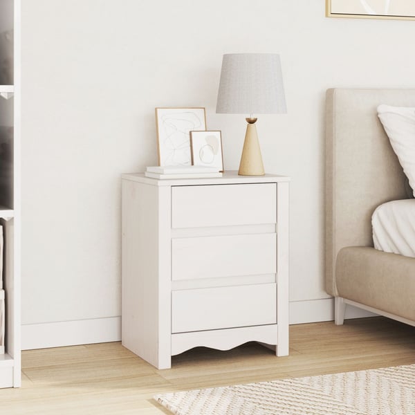 vidaXL Sofabord Drammen Hvid 45 x 35 x 56 cm Massiv fyrretræ