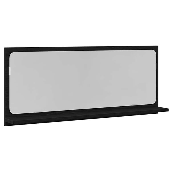 vidaXL Speilhylle med hylle Svart Eik 90 x 10,5 x 37 cm Konstruert tre