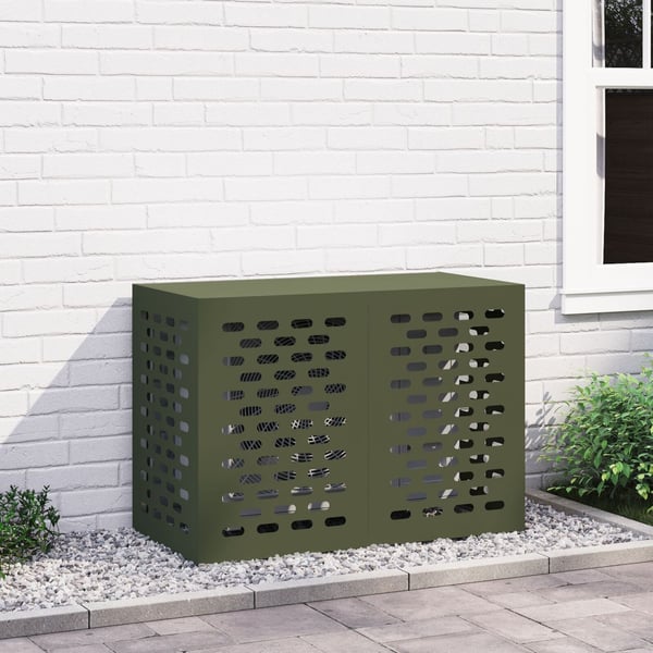 vidaXL ilmastointilaitteen kansi oliivinvihreä 100x50x70 cm teräs
