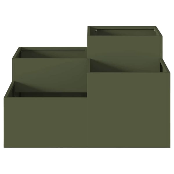 vidaXL Hageblomsterpotte Olivengrønn 80 x 80 x 48 cm Stål