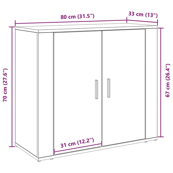 vidaXL Serviesskap Svart Eik 80 x 33 x 70 cm Konstruert tre