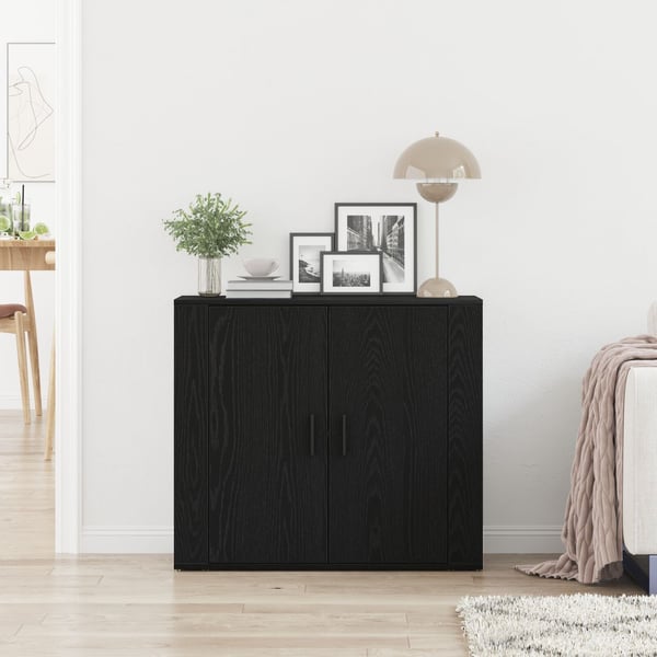 vidaXL Serviesskap Svart Eik 80 x 33 x 70 cm Konstruert tre