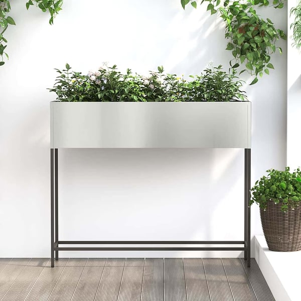 vidaXL Hevet Hageplante sølv 100 x 26 x 82 cm Galvanisert Stål