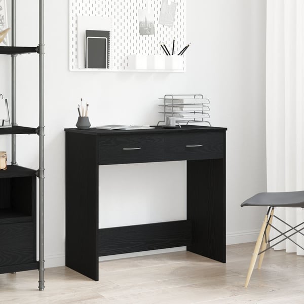 vidaXL Skrivebord med skuff Svart Eik 80 x 40 x 75 cm Konstruert tre