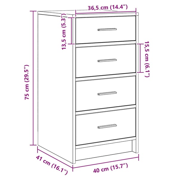 vidaXL Rökt ek Trä Medium Rustik sideboard Rektangulär Rustik