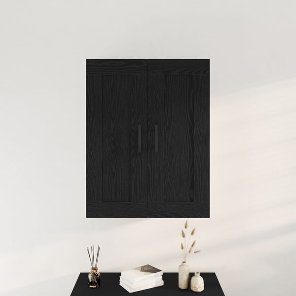 vidaXL Vegghengt skap Svart Eik 69,5 x 34 x 90 cm Konstruert tre