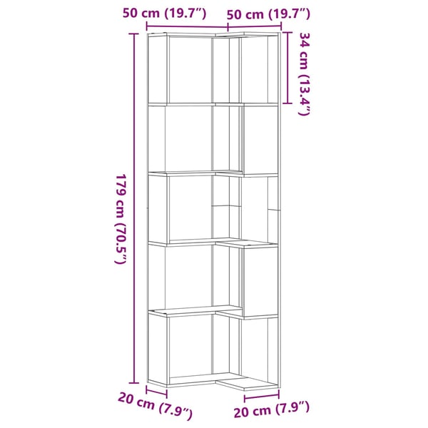 vidaXL Bogreol Sort eg 50 x 50 x 179 cm