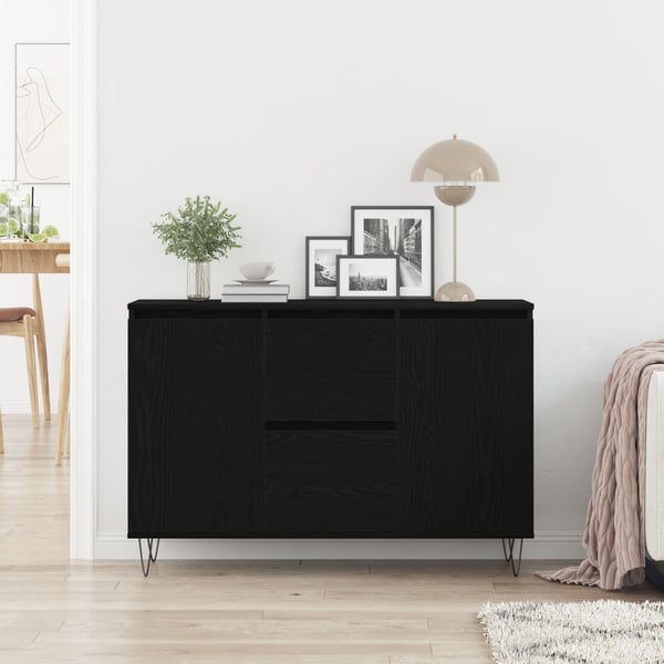 vidaXL Serviesskap Svart Eik 101,5 x 35 x 70 cm Konstruert tre
