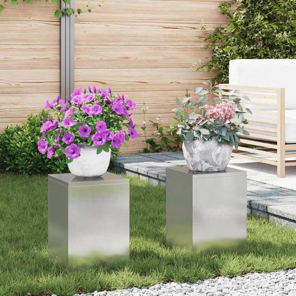 vidaXL Planteholder 2 pcs sølv 24 x 24 x 35 cm Rustfritt stål