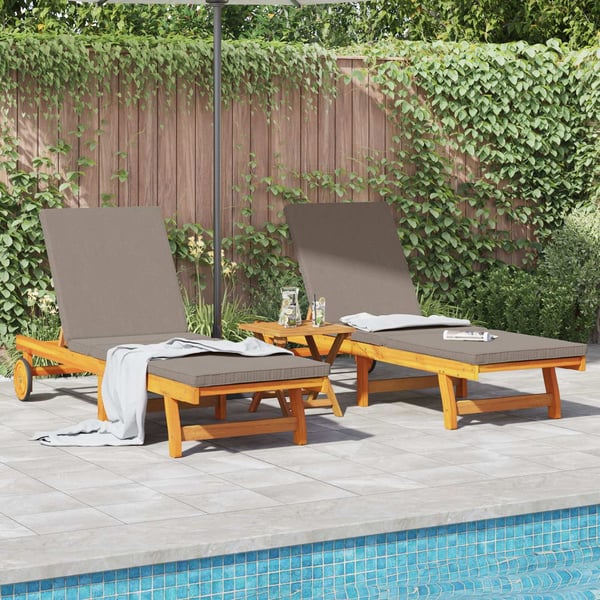 vidaXL Solstol 2-person 2 pcs Brun Massivt Akacietræ
