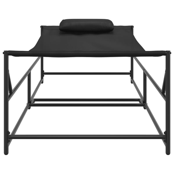 vidaXL Hage solbadseng med pute 2 pcs Svart Pulverlakkert stål